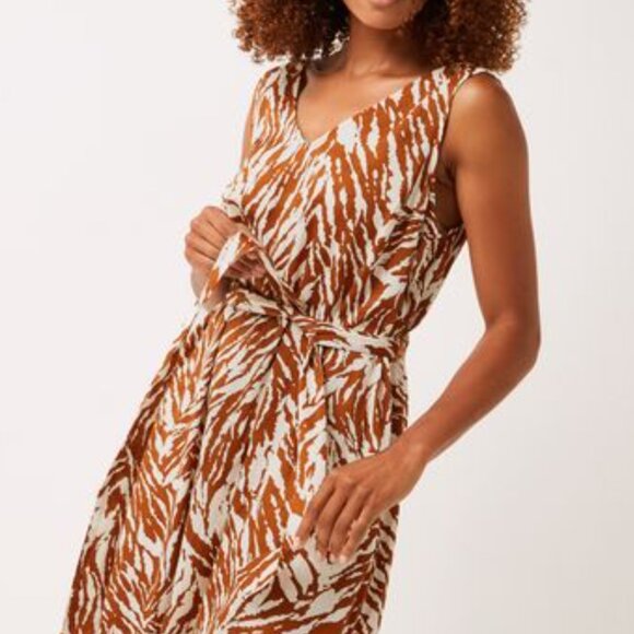 Gap Maxi Dress Belt brown zebra print pockets Sz Medium Summer Vacation Casual - Picture 3 of 11